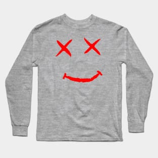 R.I.P. Happy Face Funny Red Print Long Sleeve T-Shirt